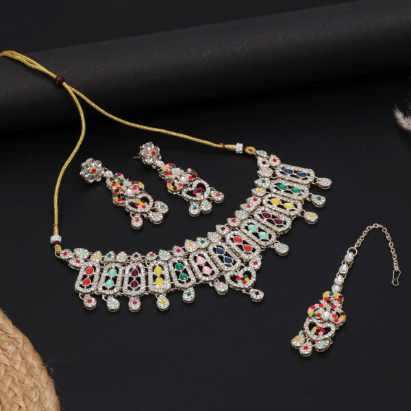 Gold Plated Kundan & Beaded Jewellary Set