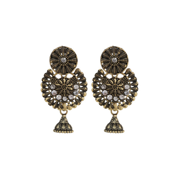 Base Metal Alloy Plating Oxidized Gold Earrings (1 Pair)