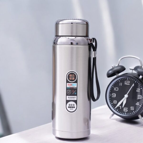 Aarugo Stainless Steel Coffee Thermos | Large Thermal Water Bottle for Tea Hot & Cold Drinks  (1000 ML, Silver)